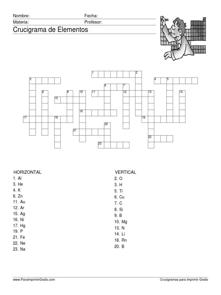 Crucigrama de Elementos 2 PDF | PDF