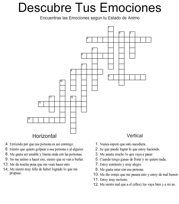 CRUCIGRAMA DE EMOCIONES | PSICOLOGÍA EVOLUTIVA 1