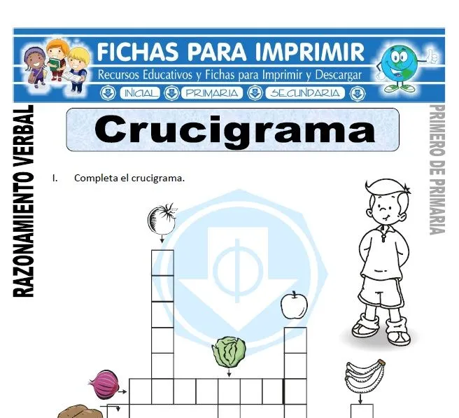 Crucigrama para Primero de Primaria - Fichas para Imprimir