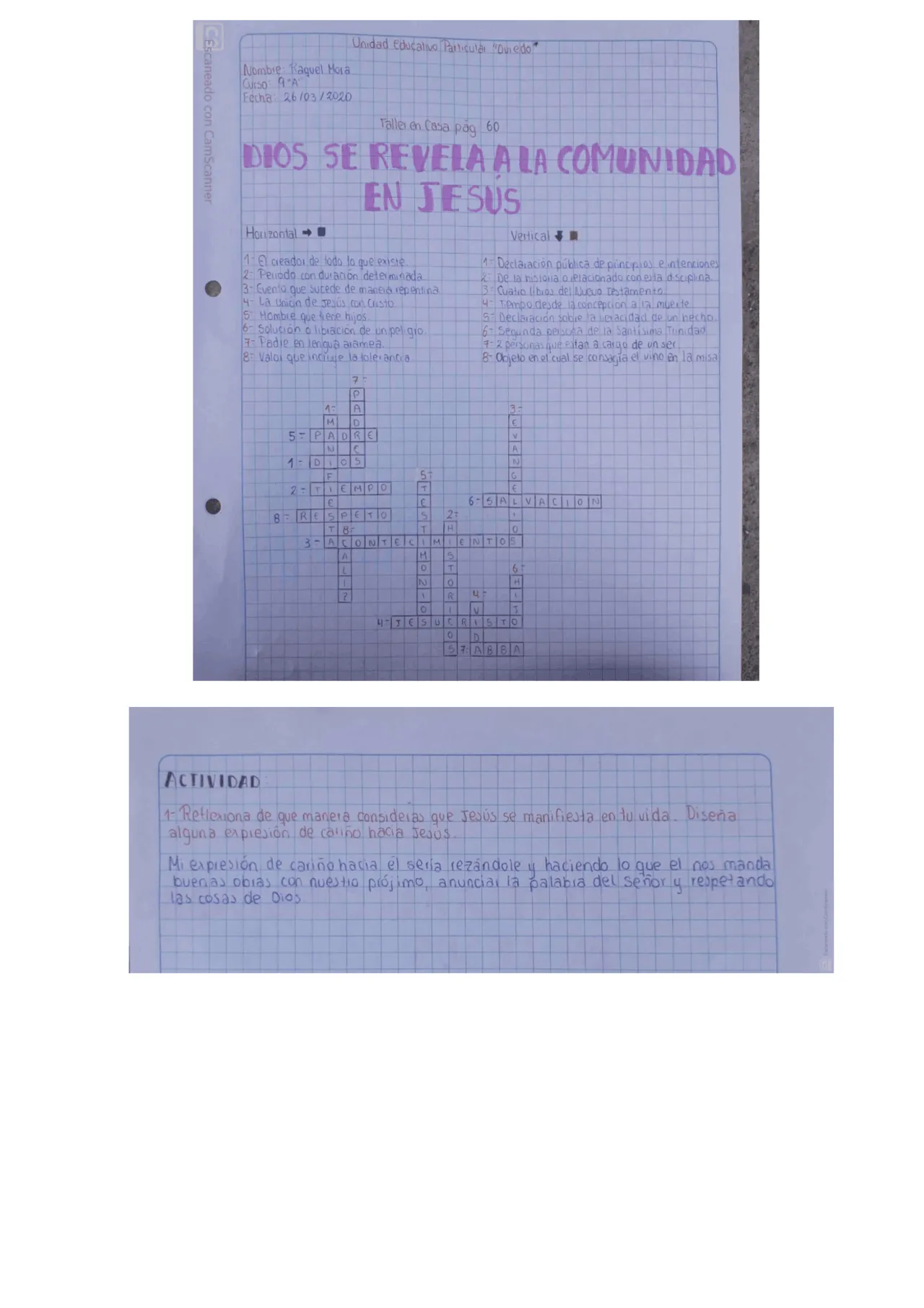 Crucigrama religion bachillerato | Apuntes de Religión | Docsity