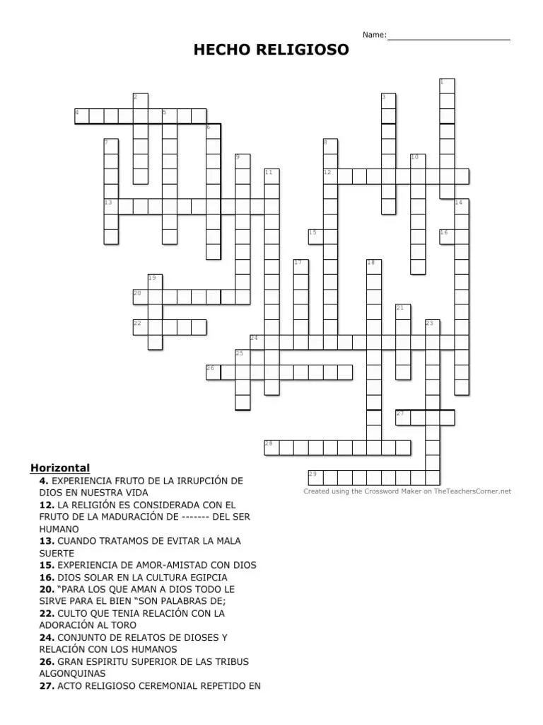Crucigrama Hecho Religioso | PDF | Mesopotamia | Dios