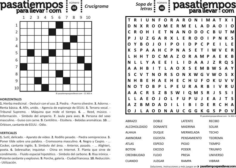 Crucigrama y Sopa de Letras