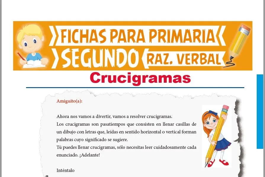 Crucigramas para Segundo Grado de Primaria | Actividades Educativas