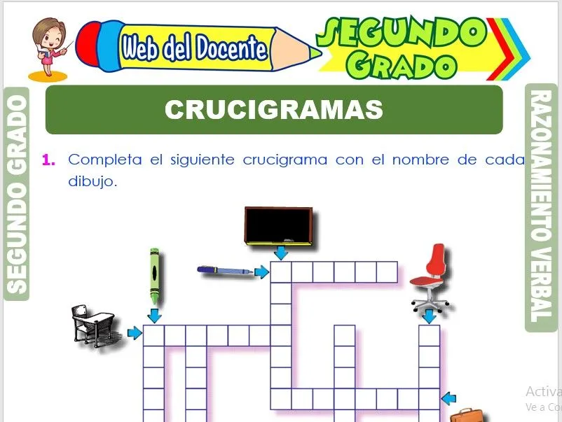 Crucigramas para Segundo Grado de Primaria – Web del Docente