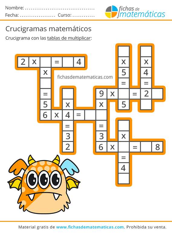 Crucigramas Matemáticos. Descarga Pasatiempos con Numeros【PDF】