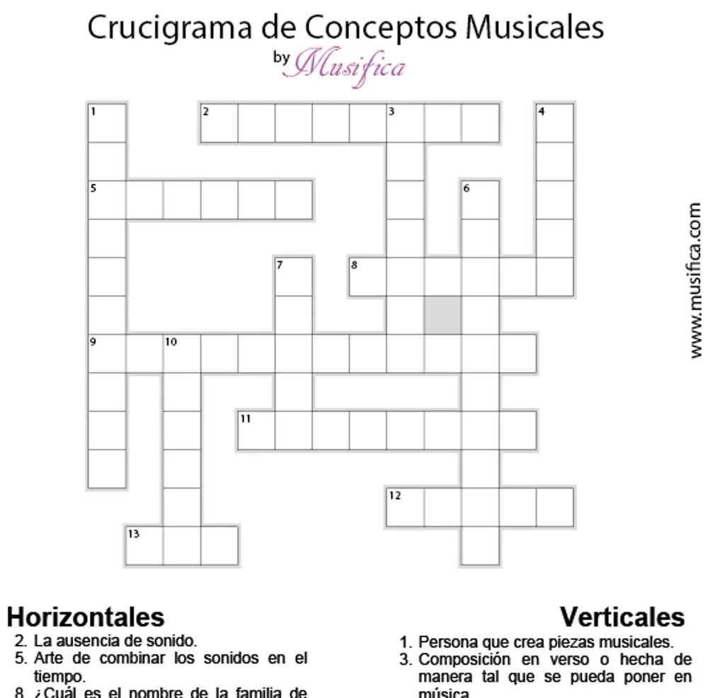 Crucigramas Musicales (1) - Musifica