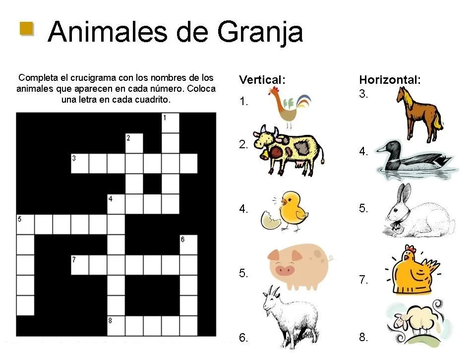 Crucigramas para niños de 6 a 8 años