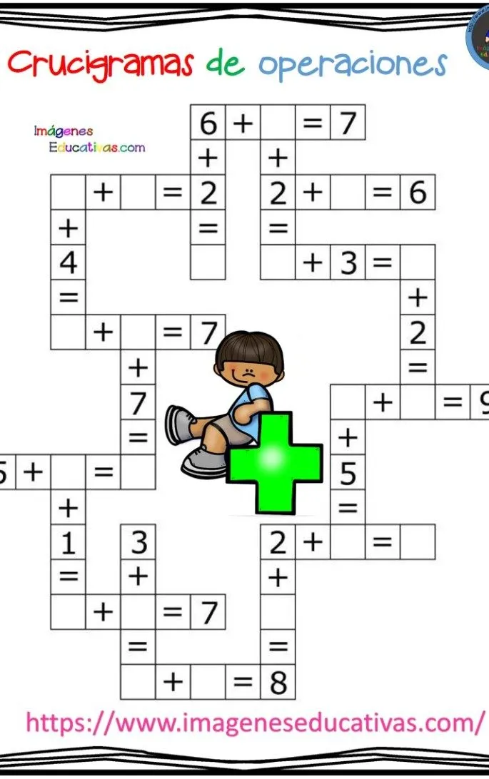 Crucigramas de operaciones sencillas sumas y restas -Orientacion Andujar |  Ejercicios de calculo, Ejercicios matematicas primaria, Matematicas primero  de primaria