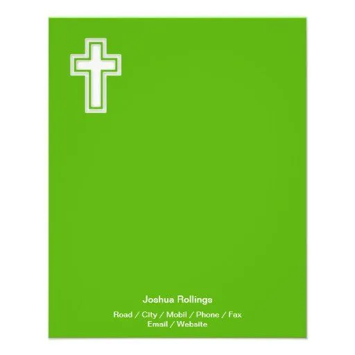 Cruz cristiana en fondo verde flyer a todo color de Zazzle.