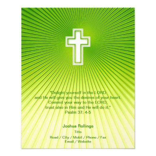 Cruz cristiana en fondo verde flyer a todo color | Zazzle