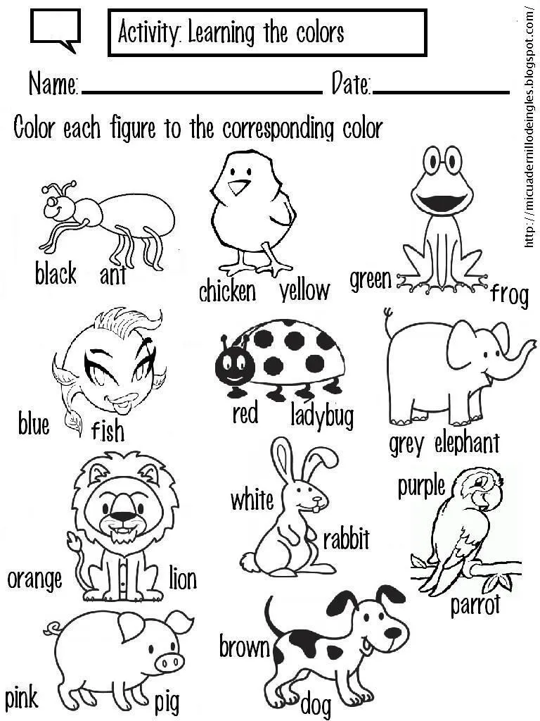 Mi cuadernillo de inglés: Learning the colors with the animals