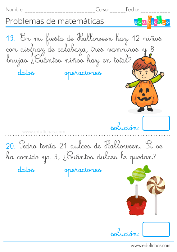 Cuaderno de Ejercicios de Halloween. Nuevas fichas 2019 | Problemas  matemáticos, Ejercicios matematicas primaria, Actividades de matematicas