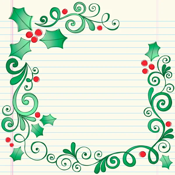 cuaderno incompleto Holly frontera doodles vector — Vector stock ...