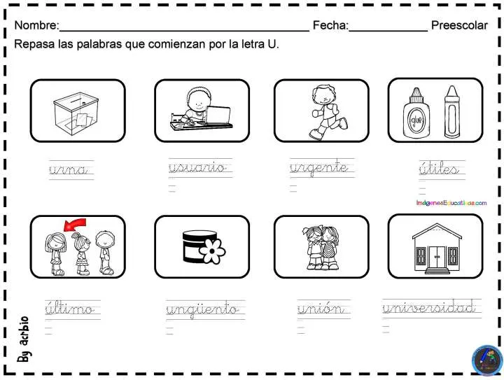 CUADERNO PARA PREESCOLAR VOCALES LETRA U – Imagenes Educativas