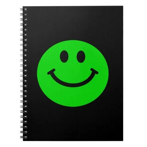 cuaderno sonriente verde de la cara de Zazzle.