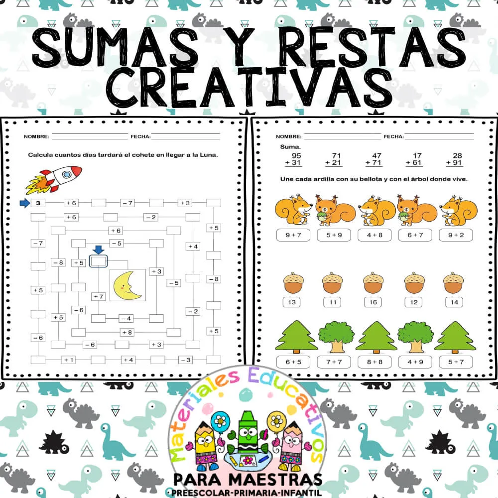 Cuaderno de Sumas y Restas Creativas | Materiales Educativos para Maestras