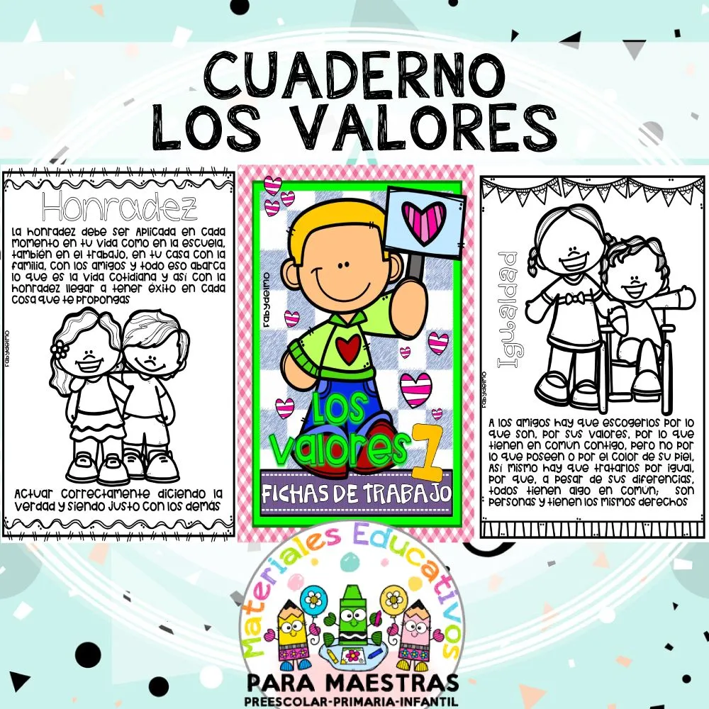 Cuaderno de Valores para Niños | Materiales Educativos para Maestras