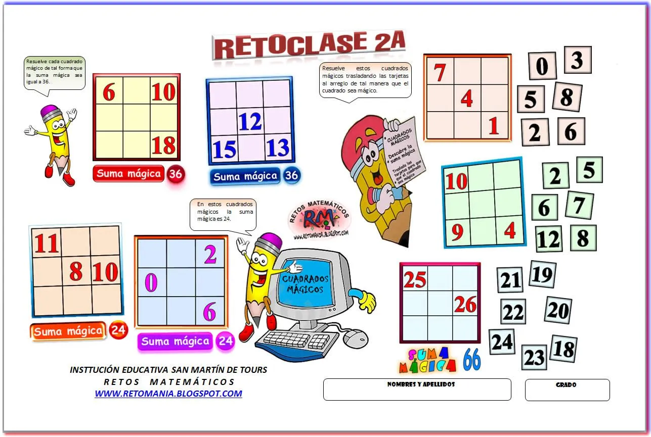 CUADRADOS MÁGICOS ~ RETOS MATEMÁTICOS