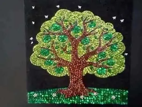 Cuadro Anylu: Árbol de huacales con mariposas blancas 50x50 cm ...