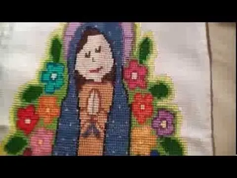Cuadro grande Virgen de Guadalupe en punto de cruz - YouTube