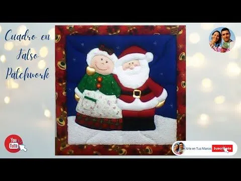 Cuadro Navideño - Patchwork sin aguja - Mamá y Papá Noel - YouTube