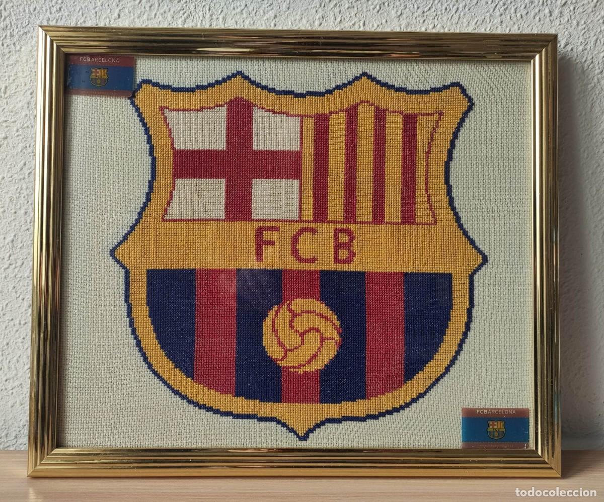 cuadro punto de cruz - fc. barcelona - 39 x 33 - Compra venta en  todocoleccion