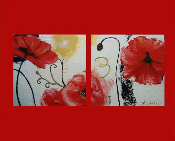 DeRemate.com.ar: CUADROS ABSTRACTOS FLORES MODERNAS DIPTICOS ...