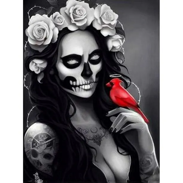 Cuadros Decorativos Calavera mujer pintura al óleo por números Kit DIY  pintura acrílica dibujo sin m Ehuebsd embutido en tela | Walmart en línea