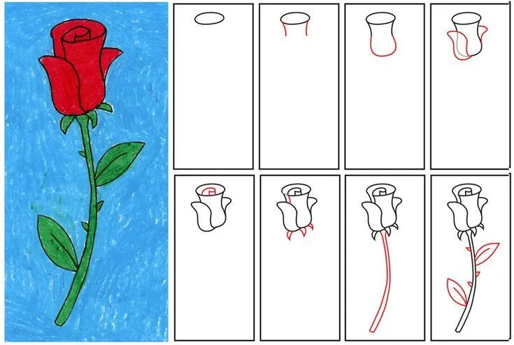 Como Dibujar una Rosa? Sigue estas fáciles ... | Cuadros Infantiles