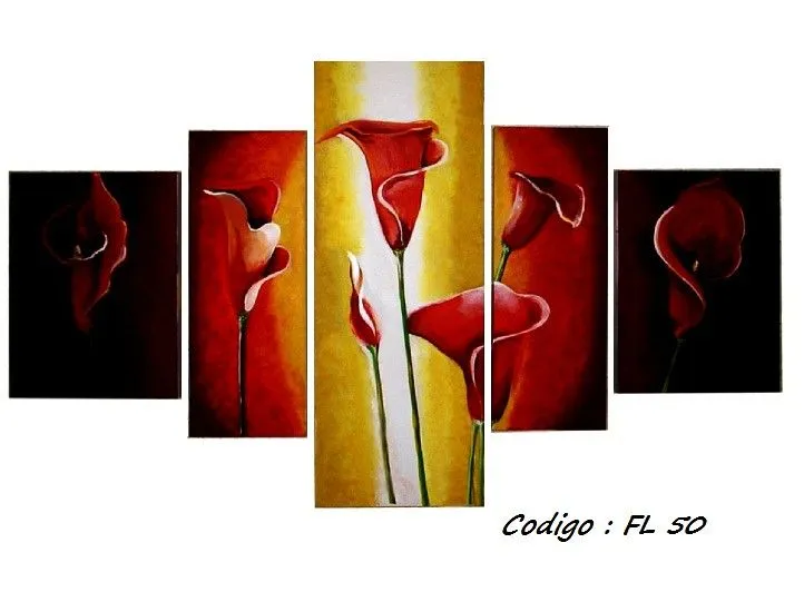 Cuadros Modernos Flores Bastidor Tripticos Diptico Poliptico ...