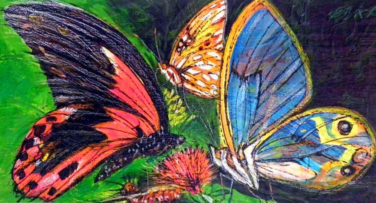 Cuadros Modernos Pinturas y Dibujos : Pintados a Mano Mariposas al ...