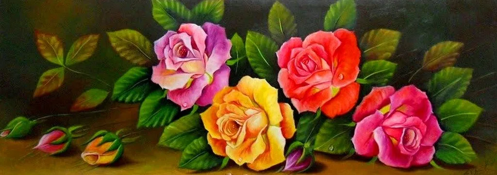 Cuadros De Rosas Pintadas Al Oleo Sobre Lienzo Pictures