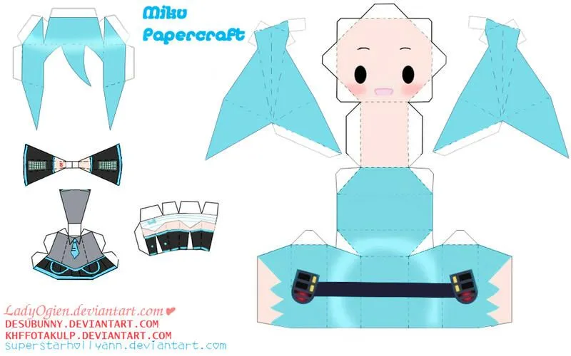 Miku Hatsune papercraft by LadyOgien on DeviantArt
