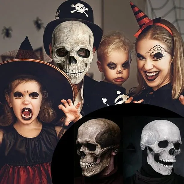 Cubierta de cara de calavera de cabeza completa Hel-met H-alloween Party  Prop Espeluznante casco de esqueleto con mandíbula móvil yeacher | Walmart  en línea