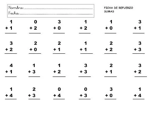 Cuentas de sumar y restar para imprimir - Imagui