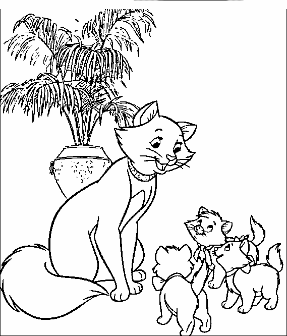 Cuentos infantiles: Los Aristogatos. Dibujos para colorear e imprimir.