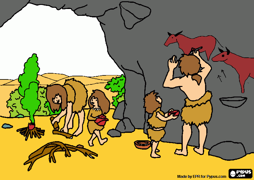 Cueva prehistor para colorear, Cueva prehistor para imprimir