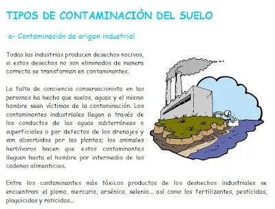 Cuidando el planeta azul: TIPOS DE CONTAMINANTES DEL SUELO