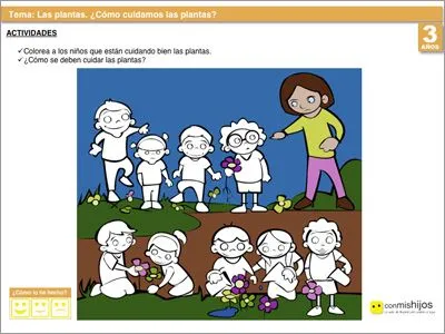 Cómo cuidar nuestras plantas. Ficha escolar para niños