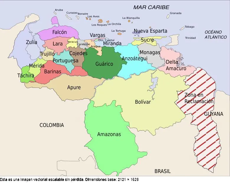 MAPA DE VENEZUELA CON LIMITES PARA COLOREAR - Imagui