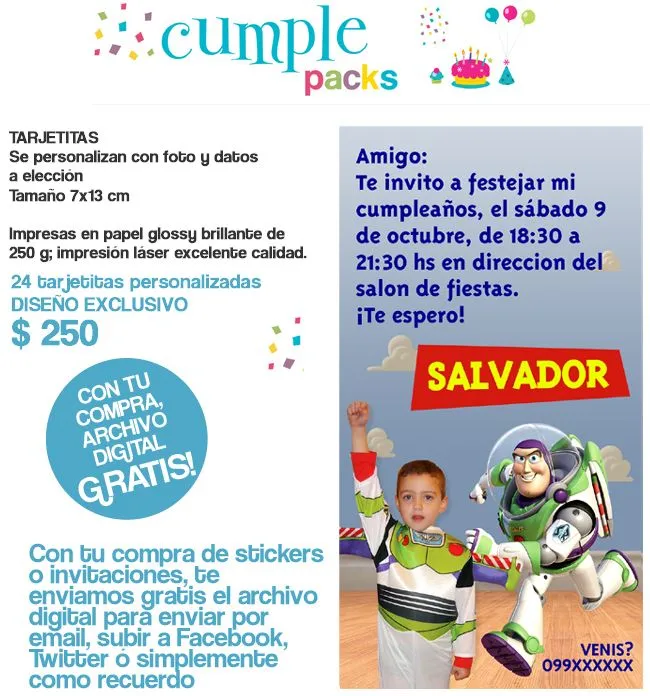 Tarjetas de invitación de buzz lightyear - Imagui