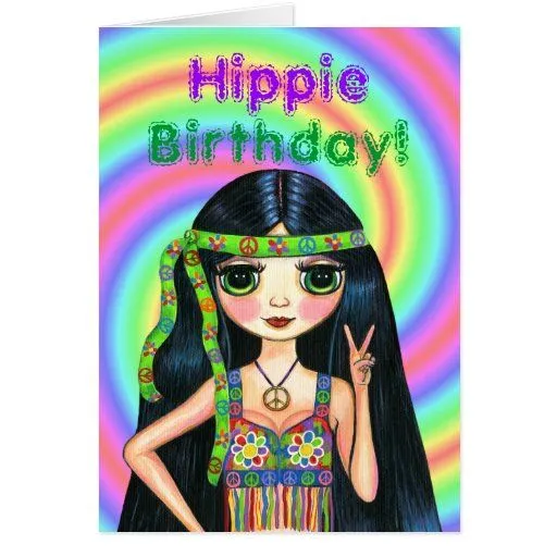 Cumpleaños del Hippie! Chica psicodélico lindo de Tarjeta | Zazzle