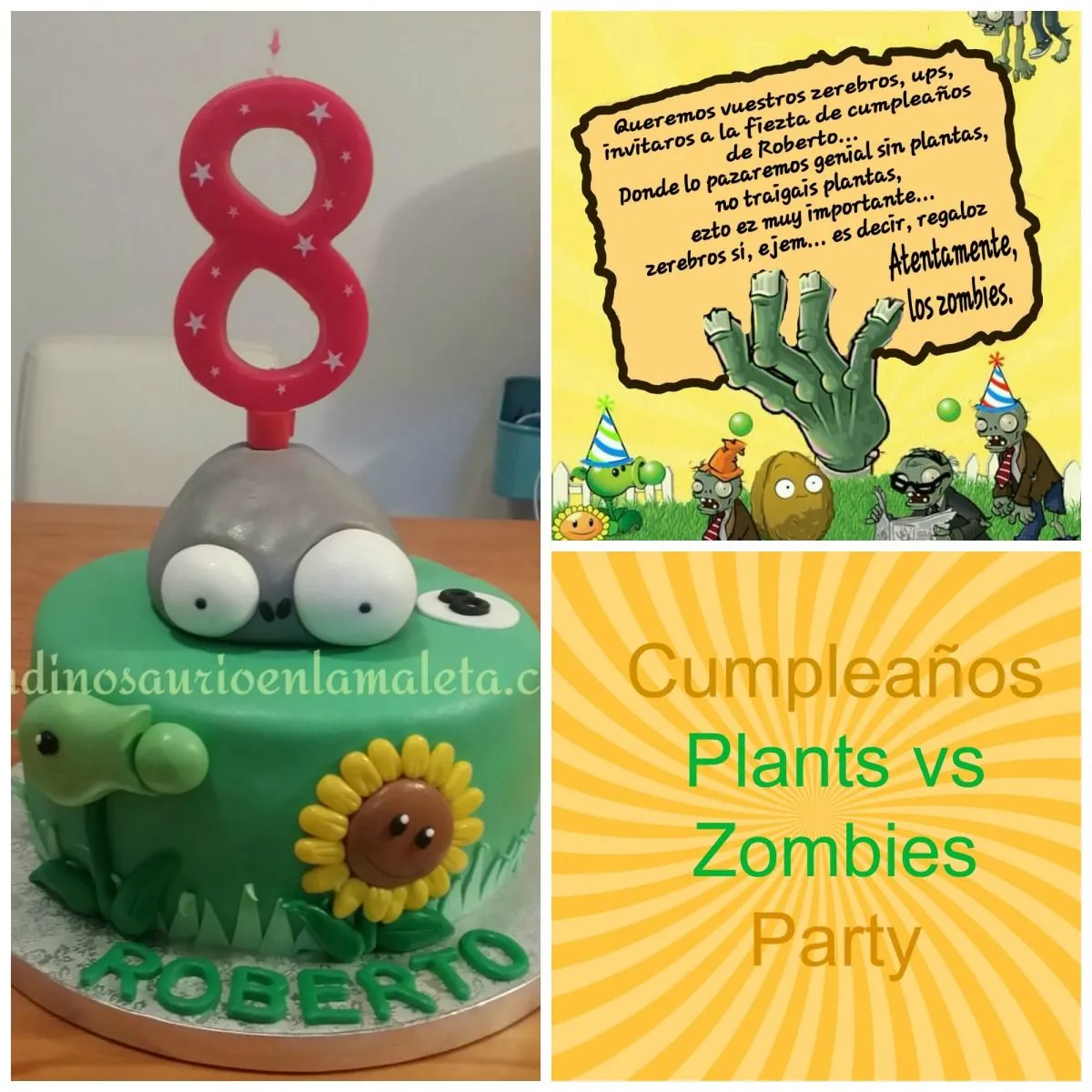 Cumpleaños Plantas contra Zombies/ Plants vs Zombies Party – Un dinosaurio  en la maleta