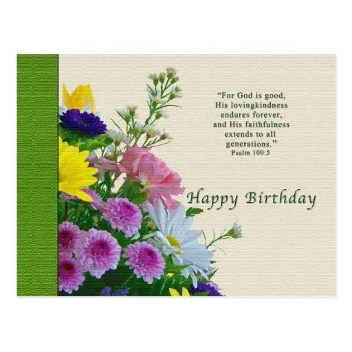 Cumpleaños, ramo floral, religioso, postal de Zazzle.