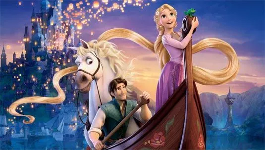 Imagen de enredados con Rapunzel y Flynn en barca