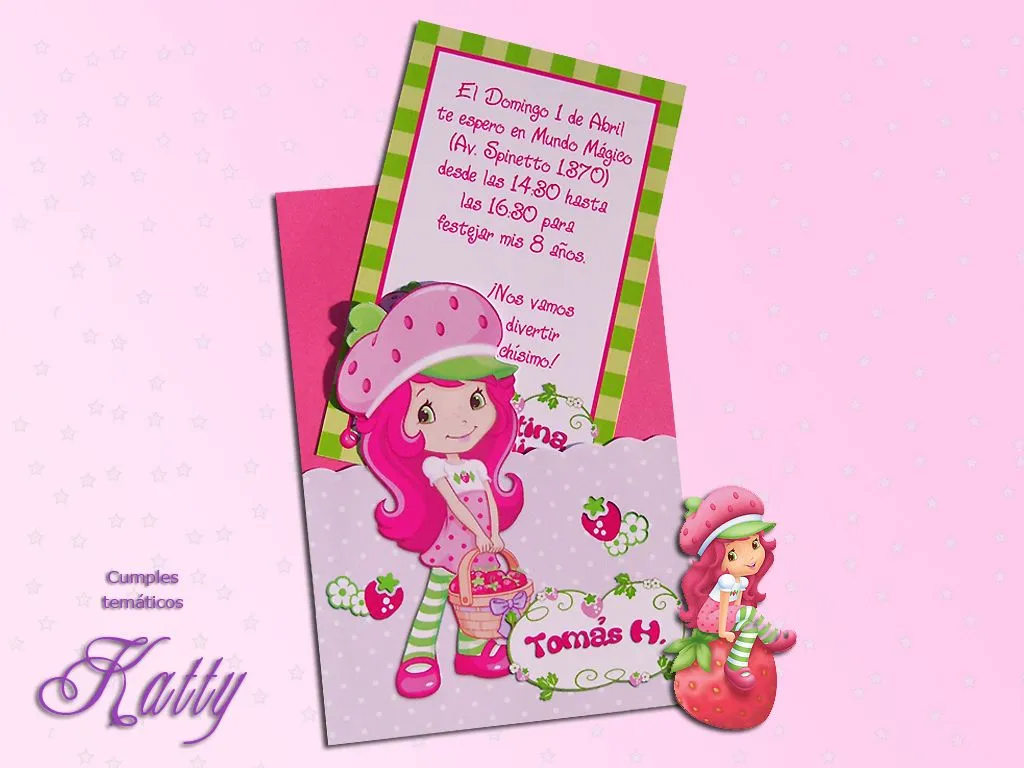 Cumples temáticos: Tarjetas de invitación de Frutillita
