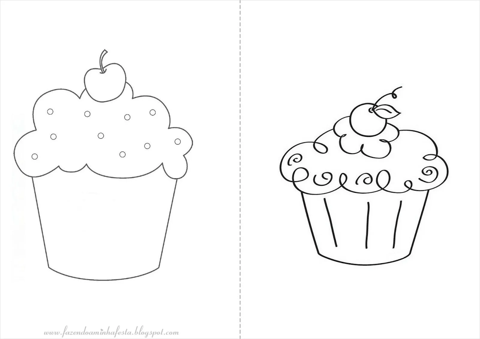 Cupcakes Para Colorir Pintar Imprimir Moldes E Risco De Cupcake ...