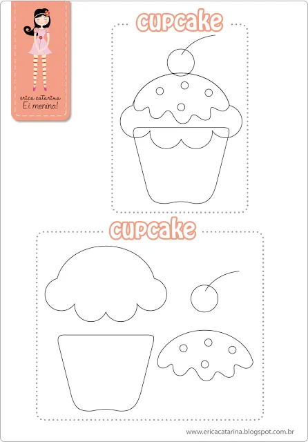 Cupcakes de feltro com passo a passo e moldes - Dicas pra Mamãe