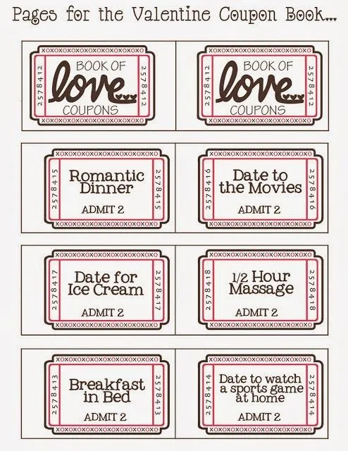 Cupones para San Valentín para Imprimir Gratis. | Ideas y material ...