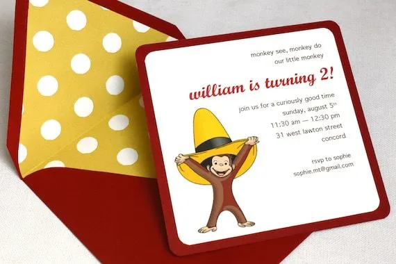 Curious George Birthday Party Invitation by StillRiverPress